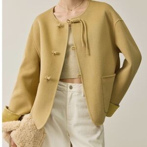 NWT LILY STUDIO Sheep Wool khaki Coat Sz M